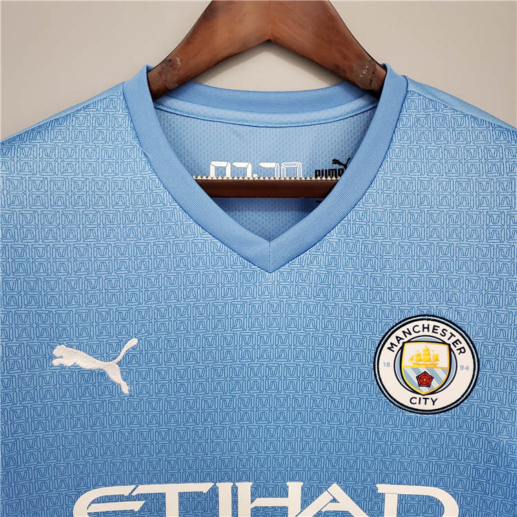 Manchester City 21-22 Home Blue Long Sleeve Soccer Jersey Football Shirt - Click Image to Close